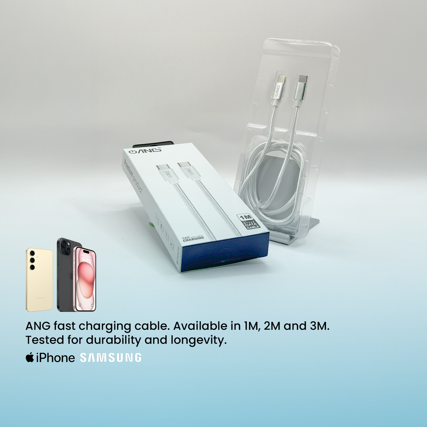 ANG Fast Charging Data Cable (Type-C to Type-C, 1M) – Reliable Power & Sync in One
