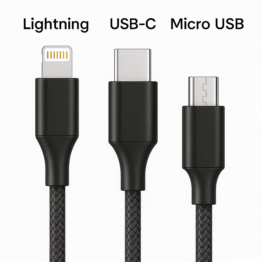 VEN-DENS 3-in-1 High-Speed Charging Cable – USB to Type-C, Micro-USB & Lightning (1200mm)