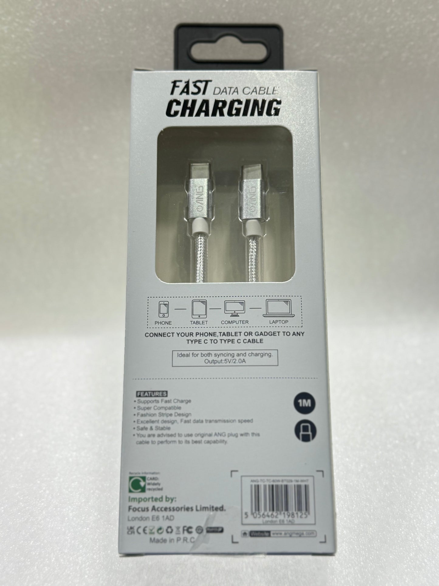 ANG Fast Charging Data Cable (Type-C to Type-C, 1M) – Reliable Power & Sync in One