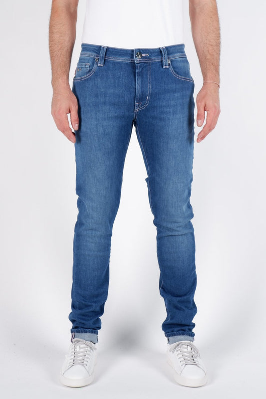 Leonardo Slim Super Stretch Blue/Pink