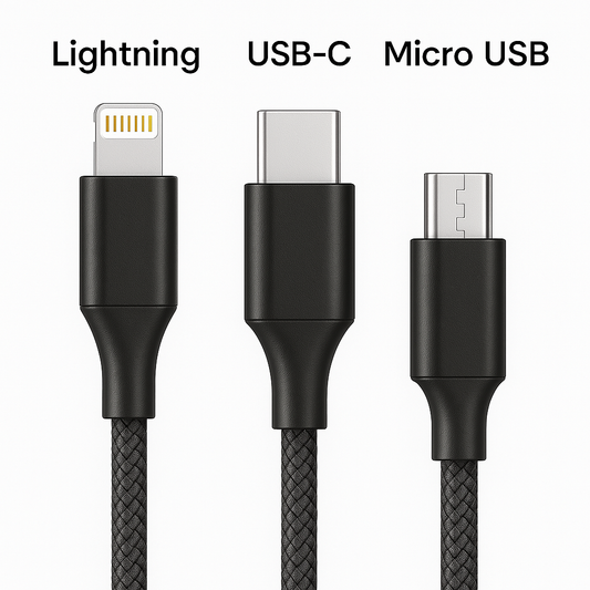VEN-DENS 3-in-1 High-Speed Charging Cable – USB to Type-C, Micro-USB & Lightning (1200mm)