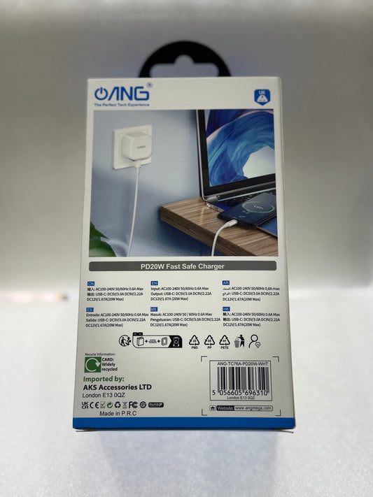 ANG TC76A 20W PD Fast Charger – Compact & Efficient Power for Every Device