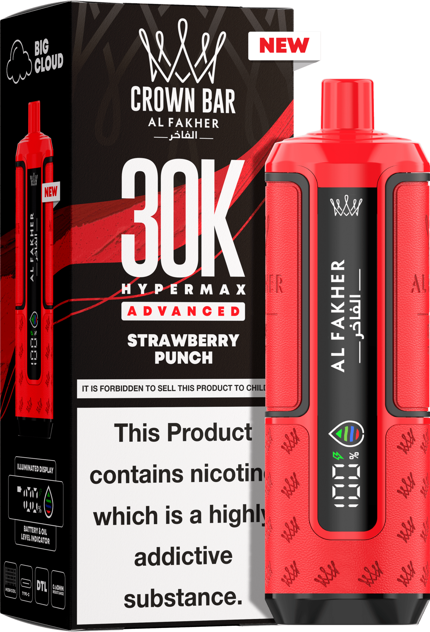 Al Fakhar prefilled pod kit pack of 5 displaying product details & flavour strawberry-punch