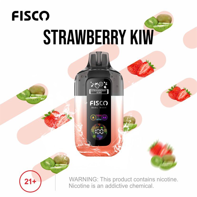 Fisco Point Pro 7000 Puff Pre-Filled Pod Kit - Box of 5 in Strawberry Kiwi Flavour Available 